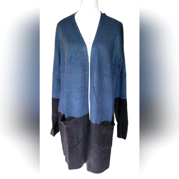 Love Ellie Long Sleeve Cardigan Sweater Two Tone - Picture 1 of 8